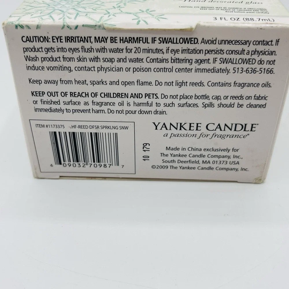 RARE YANKEE CANDLE Reed Diffuser Highly Fragranced SPARKLING SNOW 3Oz NEW SEALED